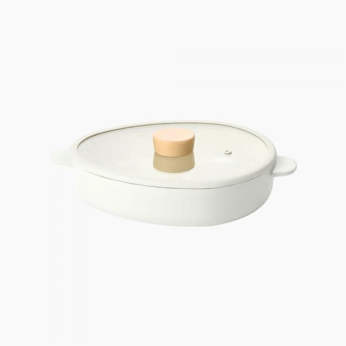 FIKA APEX Low Casserole 26cm with Silicone rim glass lid, SUS handle, Cold Spray induction type